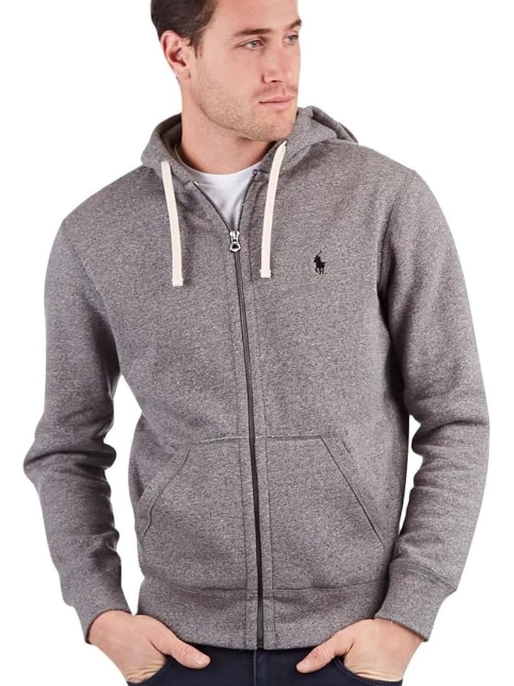 Polo by Ralph Lauren Fleece Full-Zip Hoodie in Light Sport Heather Sz M